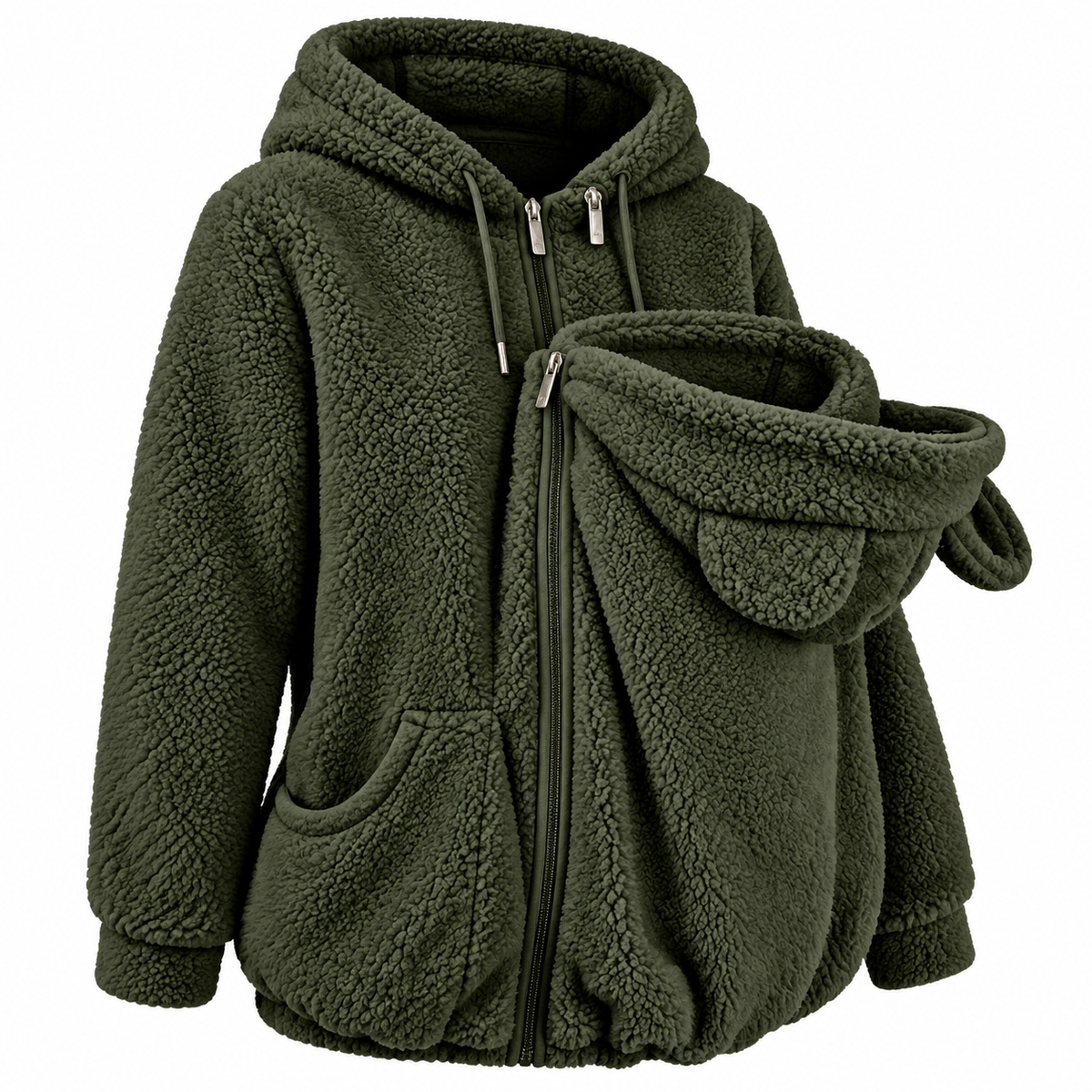 Plüsch Eltern-Kind-Hoodie mit gemütlicher Fronttasche für warme Ausflüge