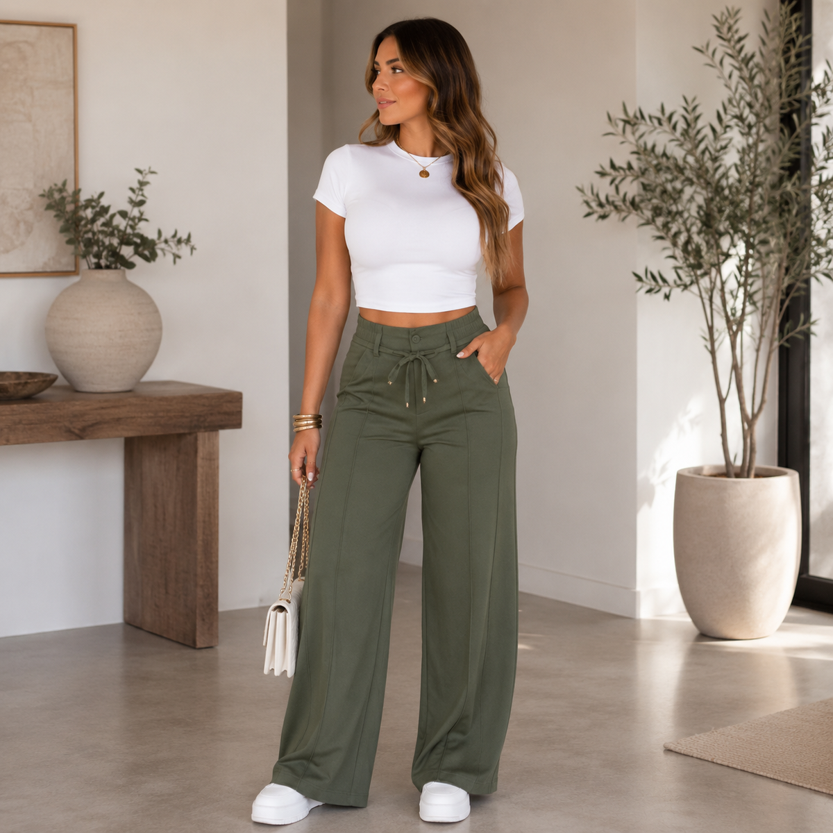 Palazzo-Hose Julie aus Eisseide-Jersey und Polyester