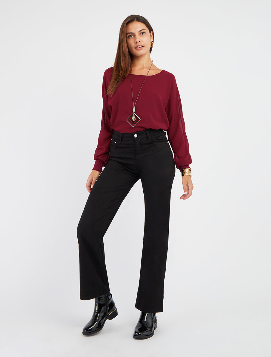 Gerade Push-up-Jeans mit 5 Taschen - Schwarz