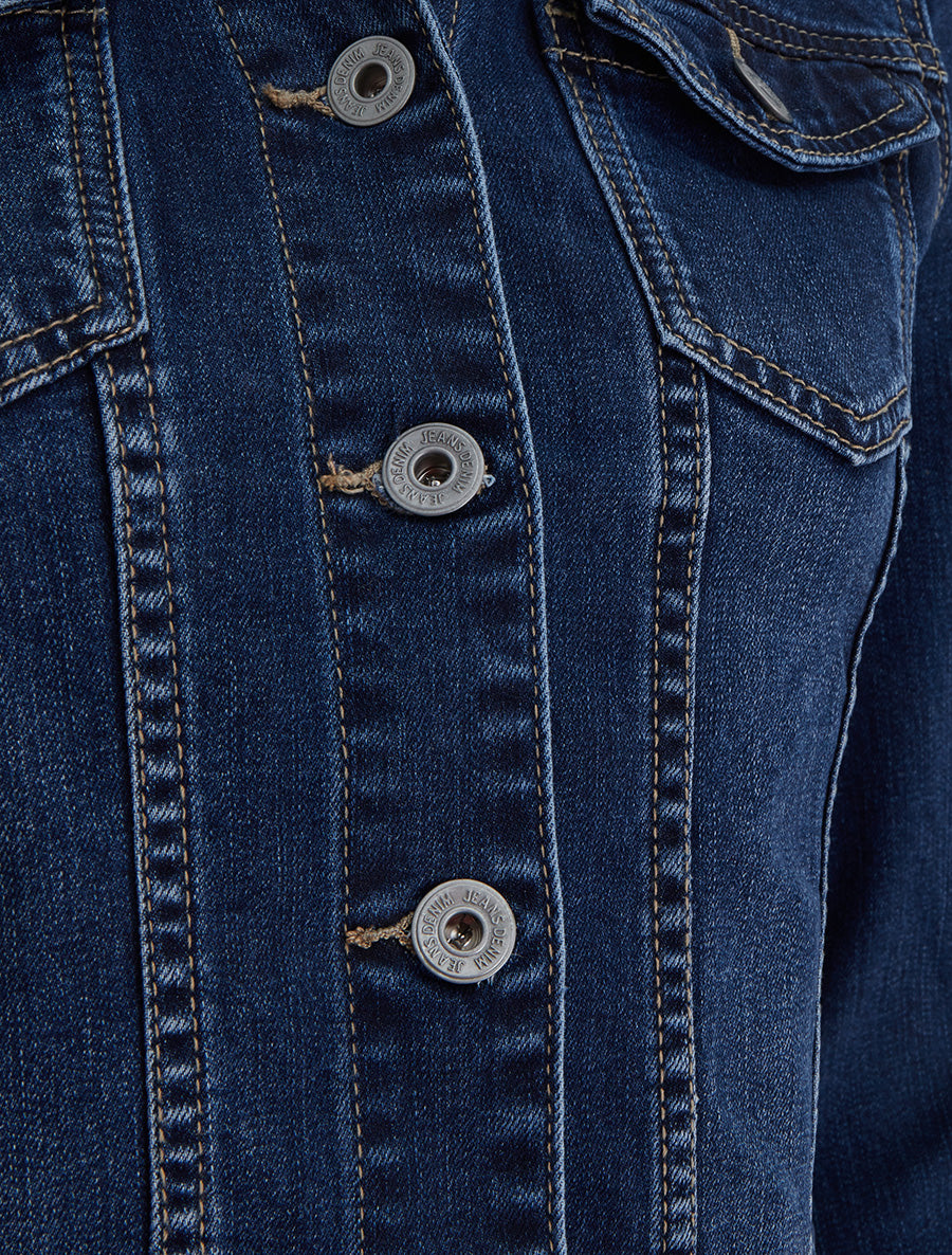 Jeansjacke mit goldenen Ziernähten