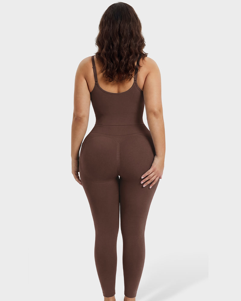 Tiefer V-Ausschnitt Reißverschluss vorne Ganzkörper-Shapewear