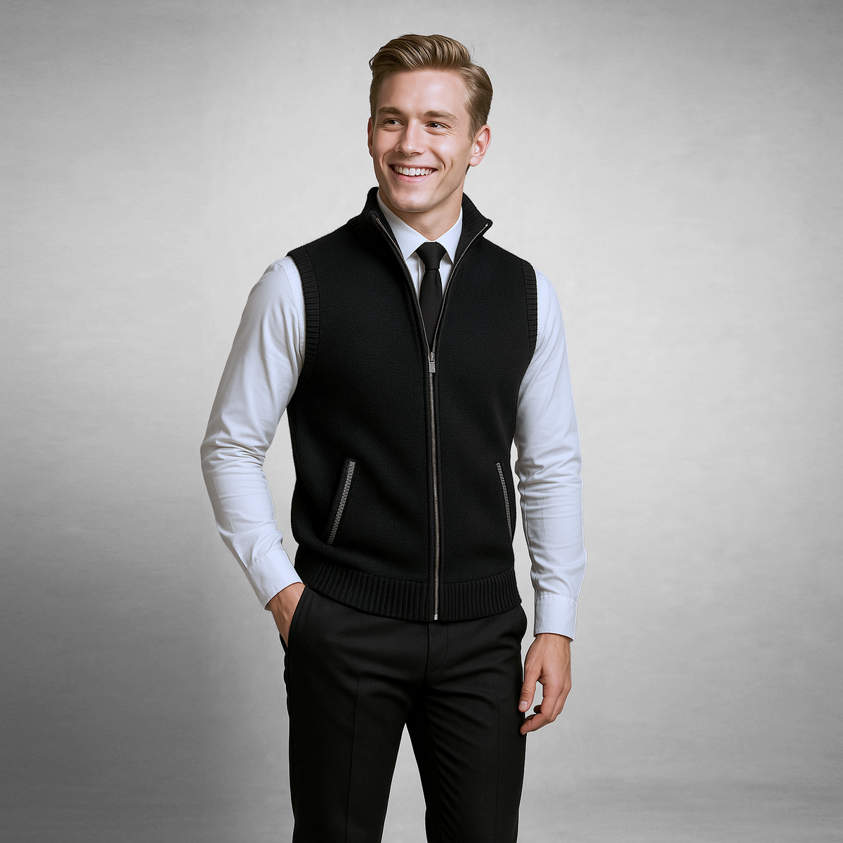 Harrison Ärmellose Strickjacke mit Reißverschluss