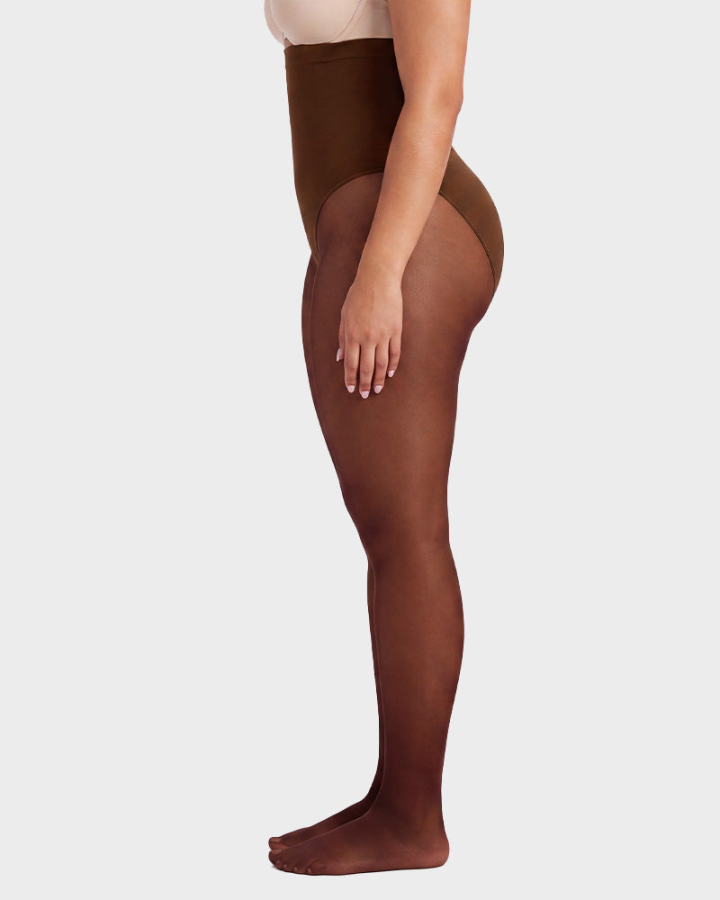 Hochgeschnittene Strumpfhose mit floraler Spitze und Shaping-Effekt