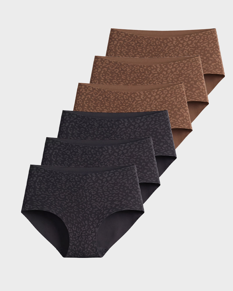 Hochtaillierter nahtloser Leoparden-Bauchweg-Slip (6er Pack)
