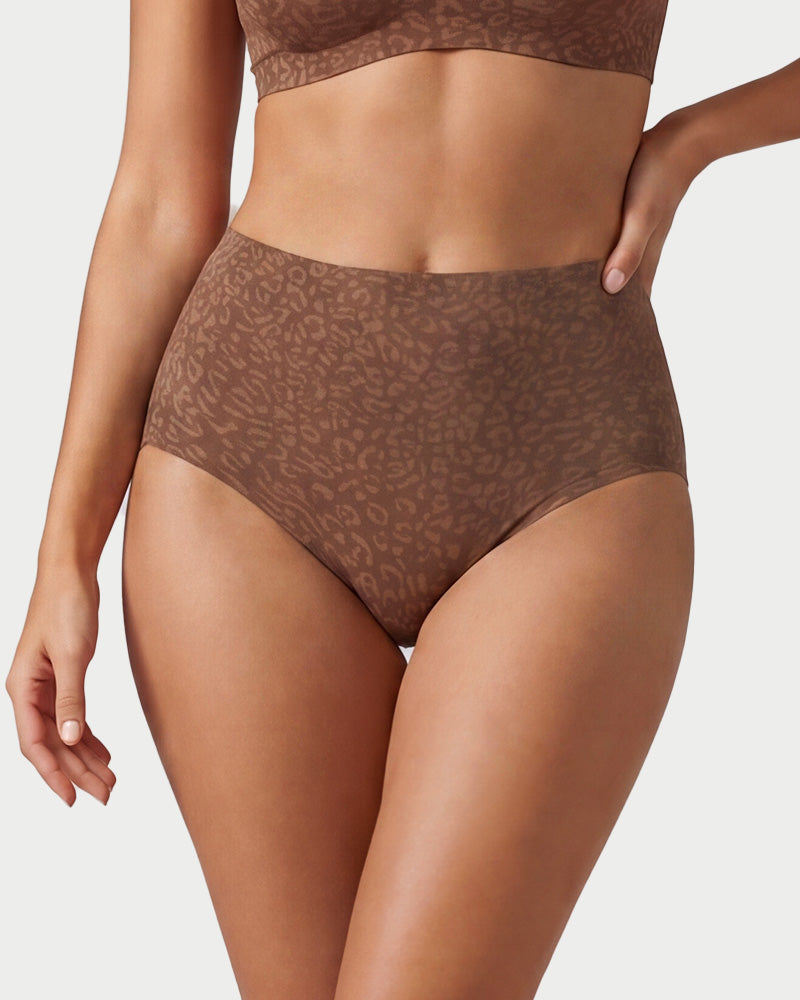 Hochtaillierter nahtloser Leoparden-Bauchweg-Slip (6er Pack)