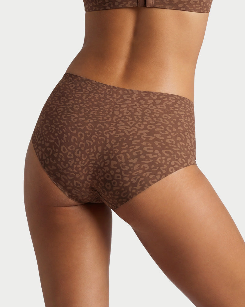 Hochtaillierter nahtloser Leoparden-Bauchweg-Slip (6er Pack)