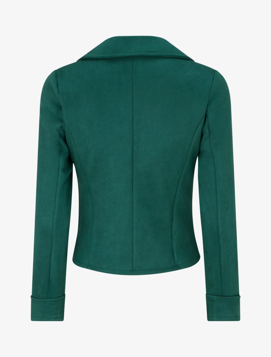 Gerade geschnittene Jacke aus Velourslederimitat mit Reverskragen