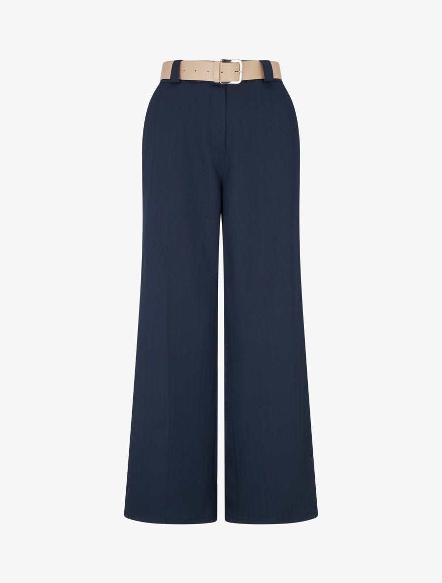 Gestreifte weite Hose mit hoher Taille