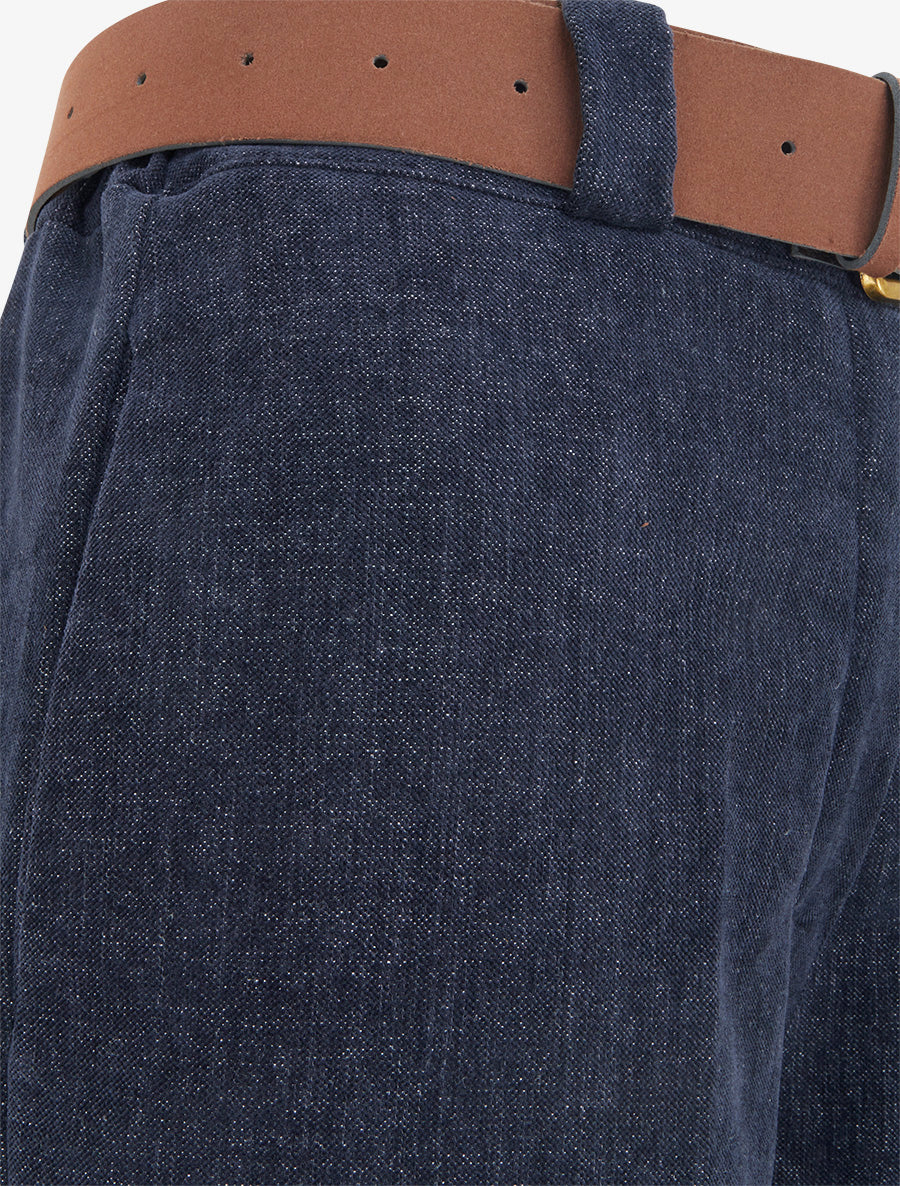 Samt-Hose mit hoher Taille - Marine