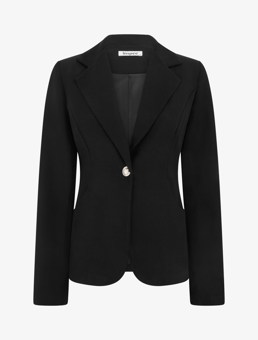 Taillierter Blazer mit Kragenausschnitt und Schulterpolstern
