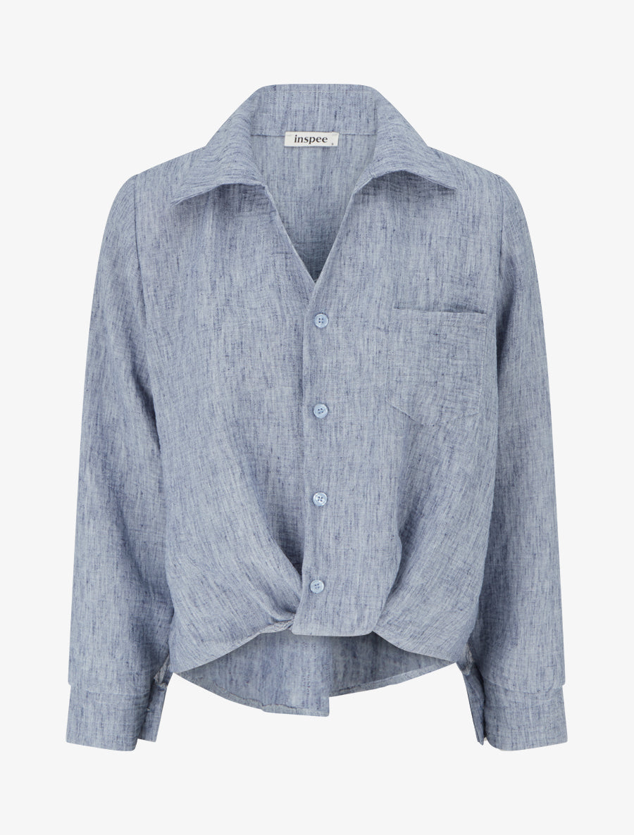 Fließende Bluse mit Stehkragen