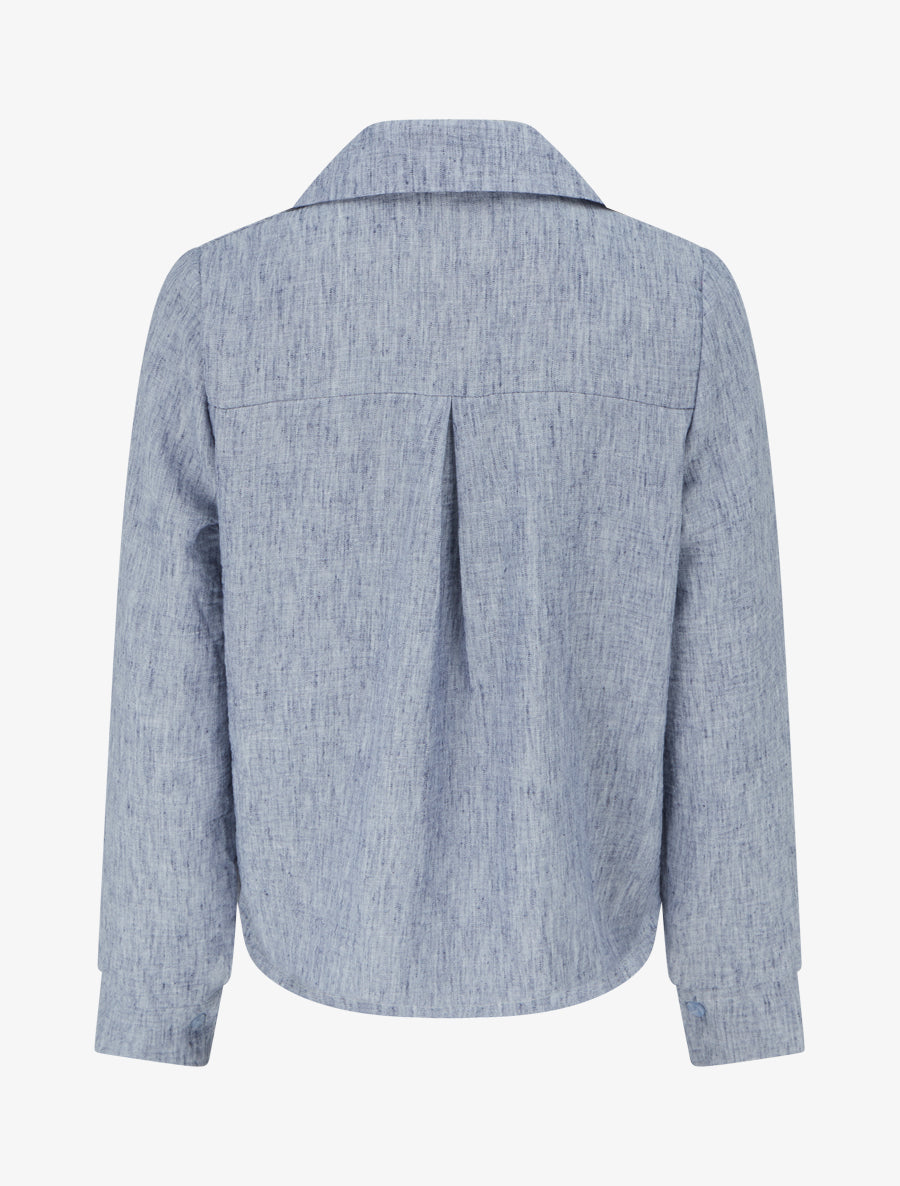 Fließende Bluse mit Stehkragen