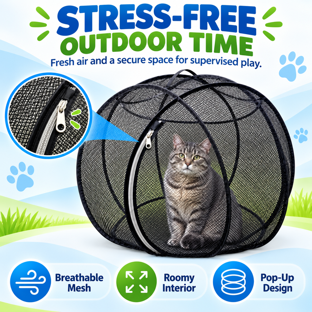 Geben Sie Ihrer Katze mehr Platz zum Spielen – 81 cm Pop-Up-Mesh-Laufstall