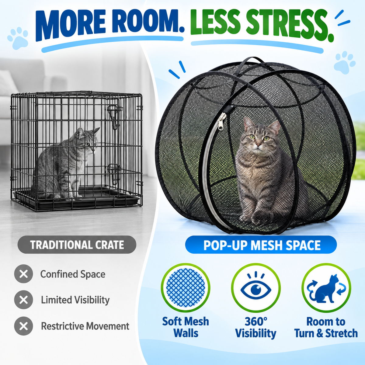 Geben Sie Ihrer Katze mehr Platz zum Spielen – 81 cm Pop-Up-Mesh-Laufstall