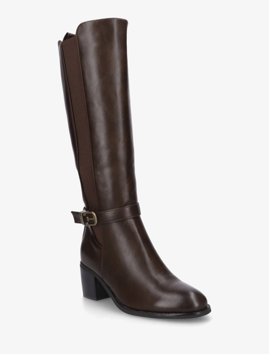 Stiefel mit Zierschnalle und Reißverschluss - Braun