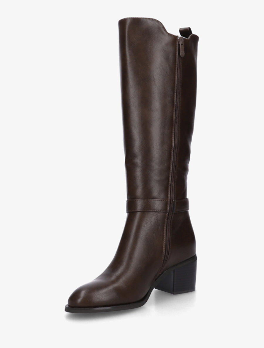 Stiefel mit Zierschnalle und Reißverschluss - Braun