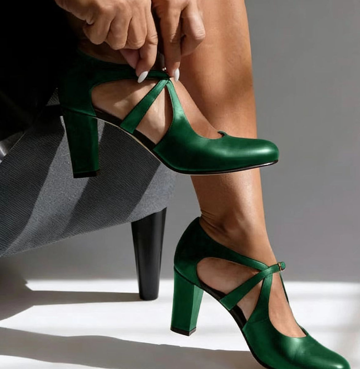 Elegante Komfort-Riemchen-Absatzschuhe
