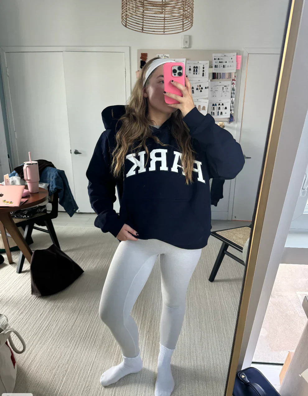 Damen Oversized Hoodie mit Chenille-Schriftzug