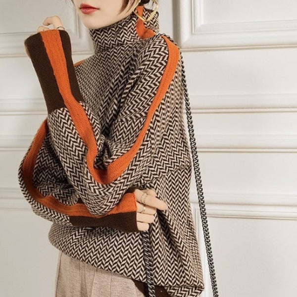 Avery Eleganter Kontrastrollkragenpullover