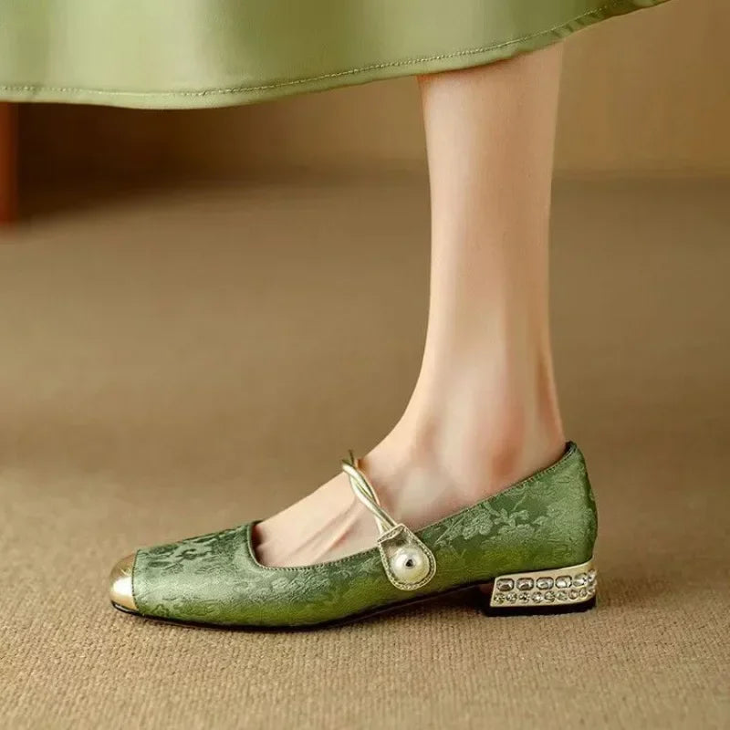 Vintage Geflochtene Perlenriemen Schuhe