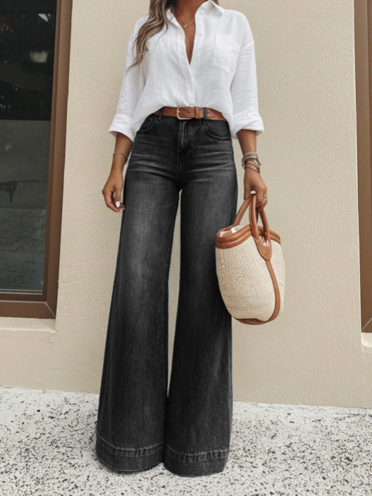 Beinverlängernde Wide-Leg Jeans