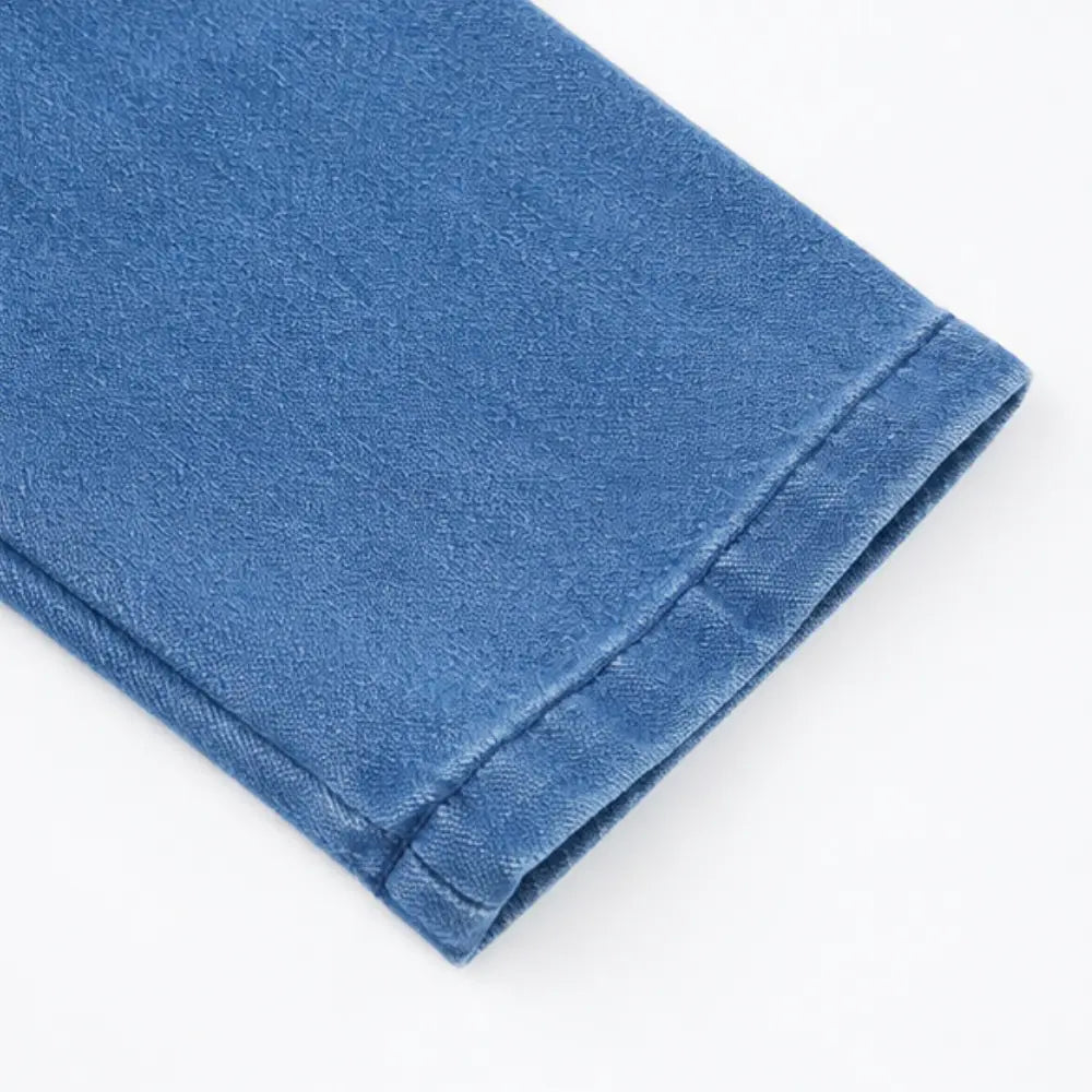 Kragenlose Cardigan in Soft-Denim-Optik mit Knopfleiste