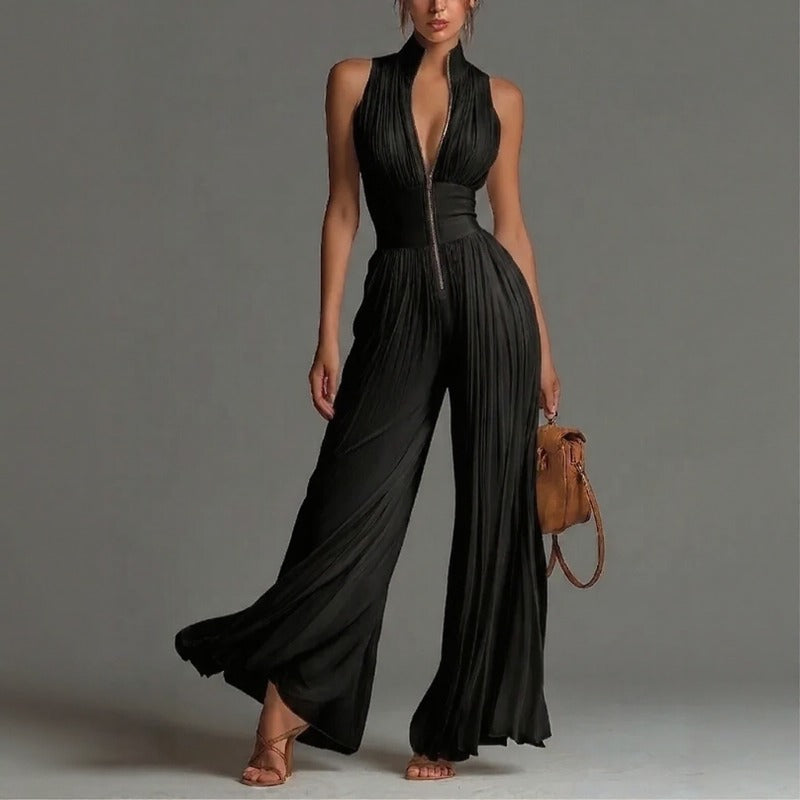 Overall mit metallischem Frontreißverschluss und betonter Taille / Eleganz, die die Silhouette betont