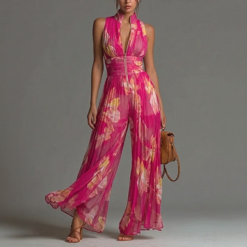 Overall mit metallischem Frontreißverschluss und betonter Taille / Eleganz, die die Silhouette betont