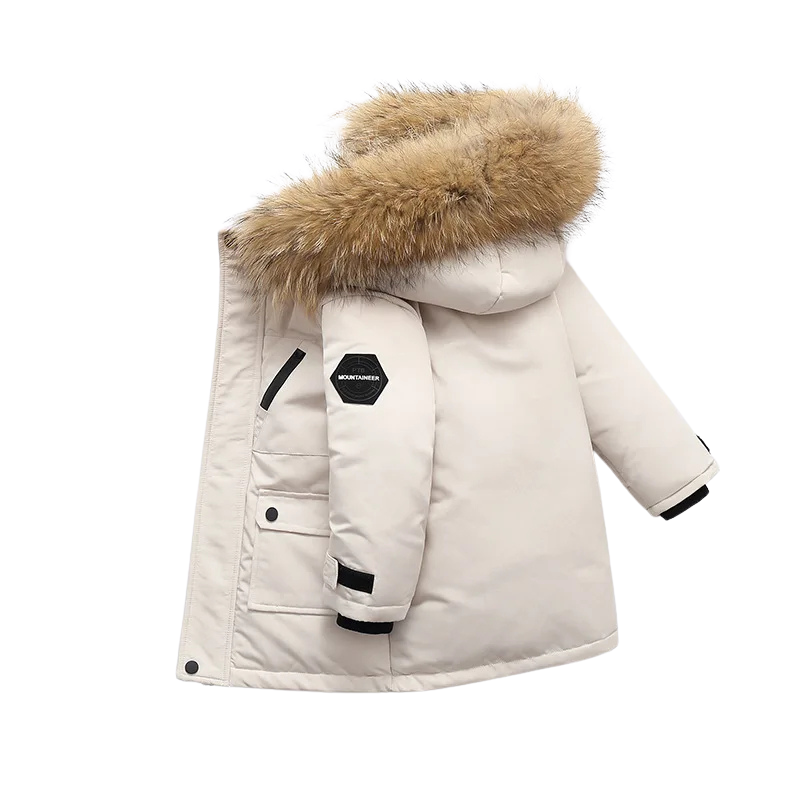 Warmer Wintermantel mit plüschigem Fellbesatz