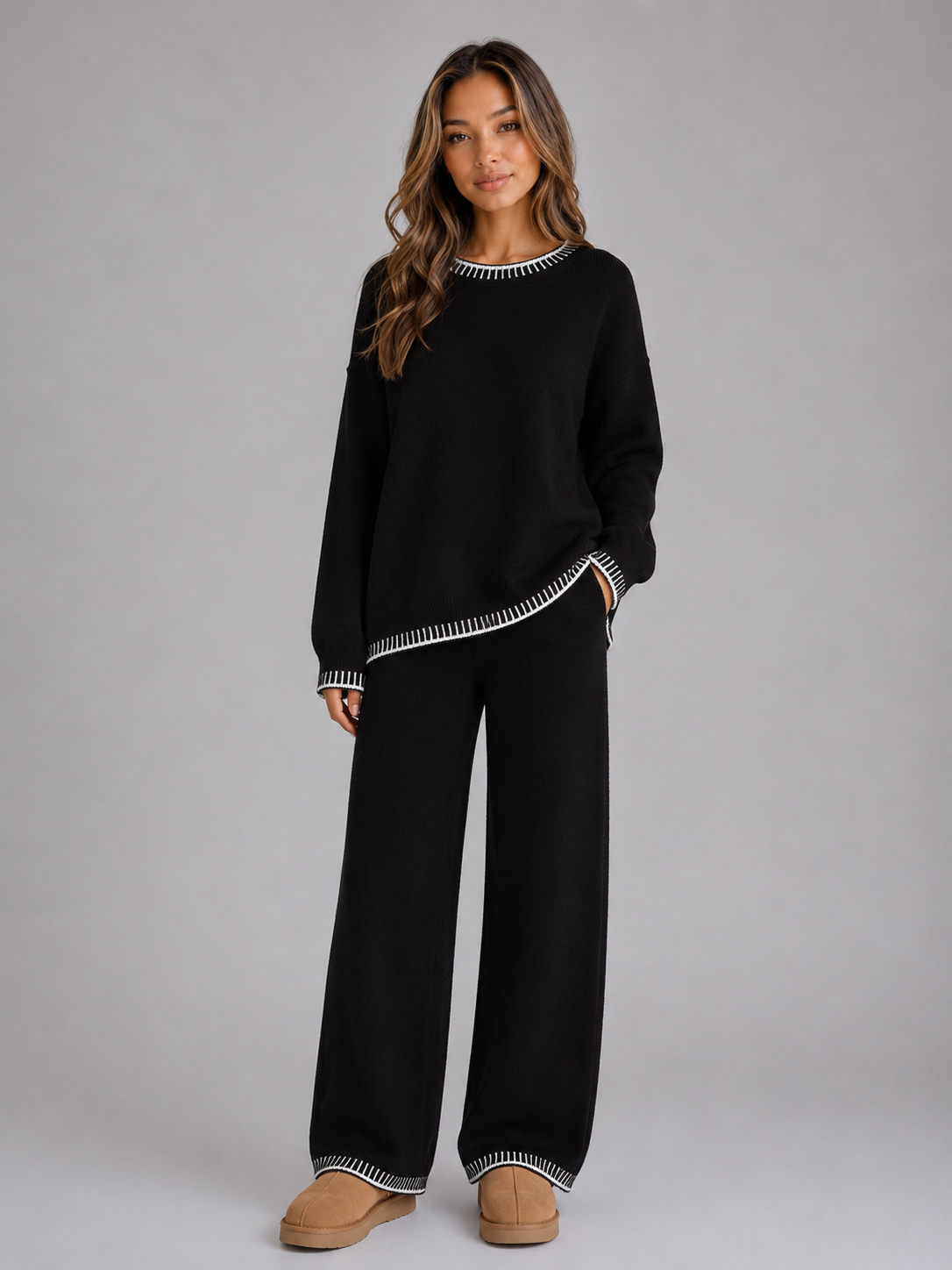 Damen gestricktes Relaxed Co-Ord Set