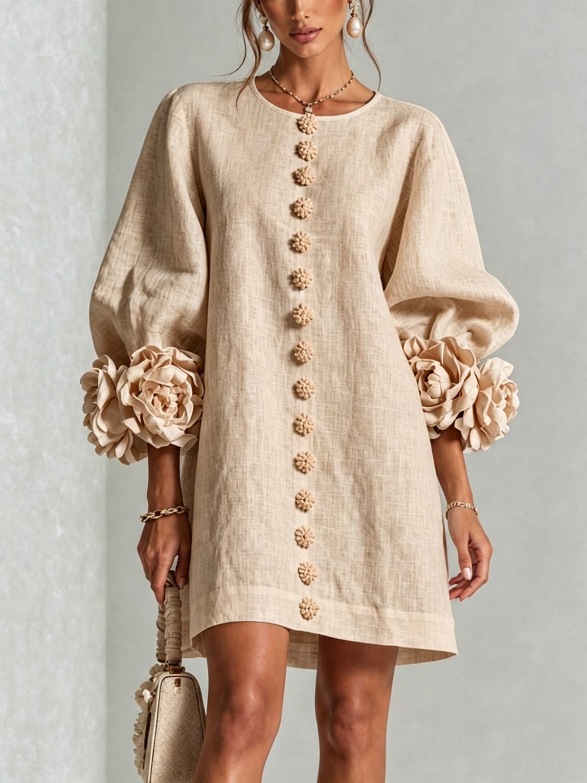 Florence Blumen-Blusenkleid Mini