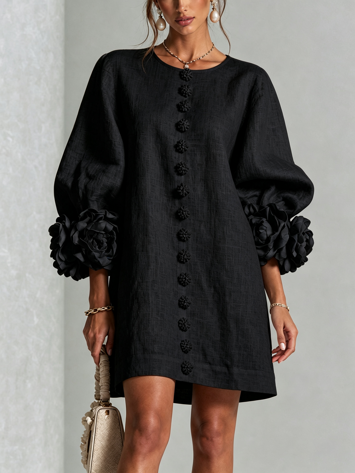 Florence Blumen-Blusenkleid Mini