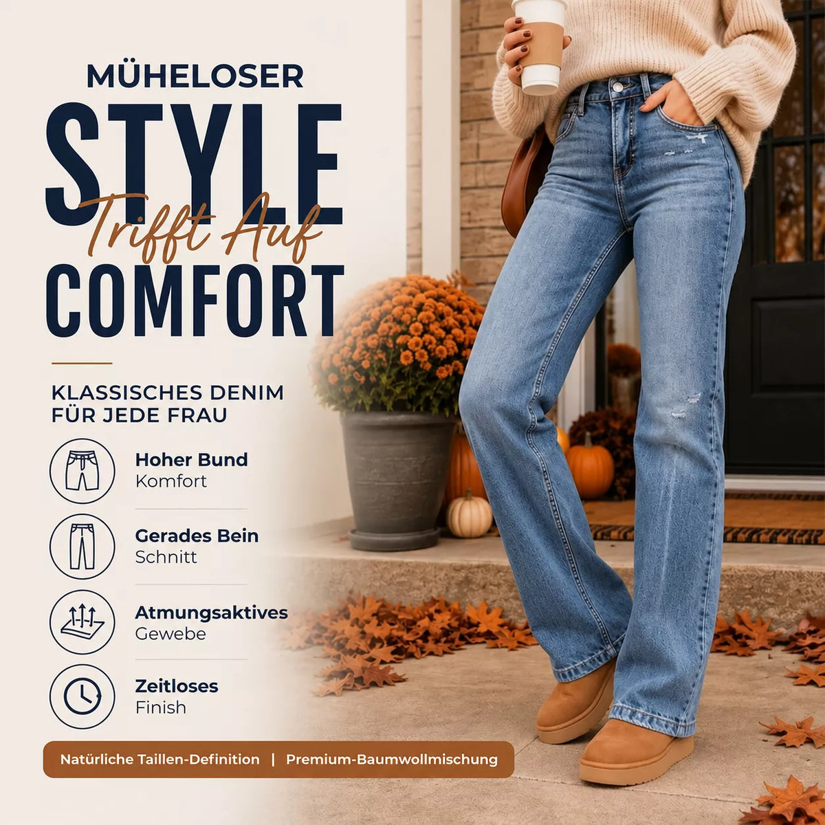 Damen Freizeit-Jeans mit elastischem Hochbund