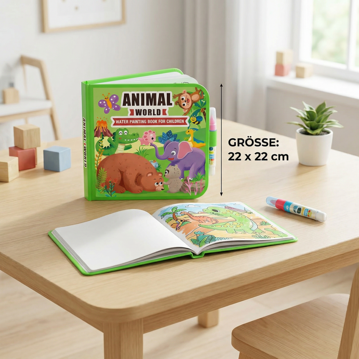 Magisches Wasser-Malbuch – Wiederverwendbares Kleckerfreies Malbuch für Kinder