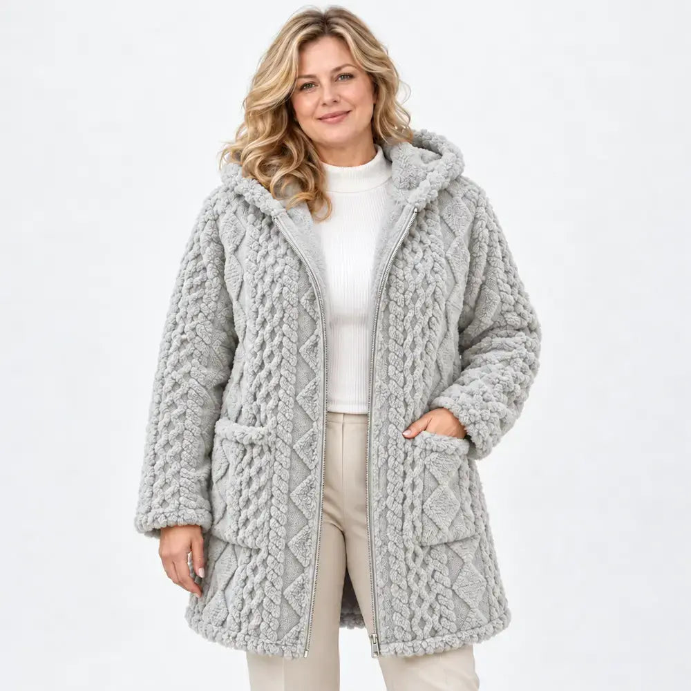 Beliebte Damen-Strickjacke mit Reißverschluss, glatt und flauschig, wendbar, lässiger Stil, ideal für Herbst und Winter