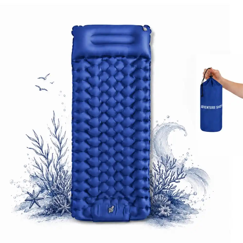 Isomatte mit integrierter Luftpumpe, ultrakompakt und wasserdicht