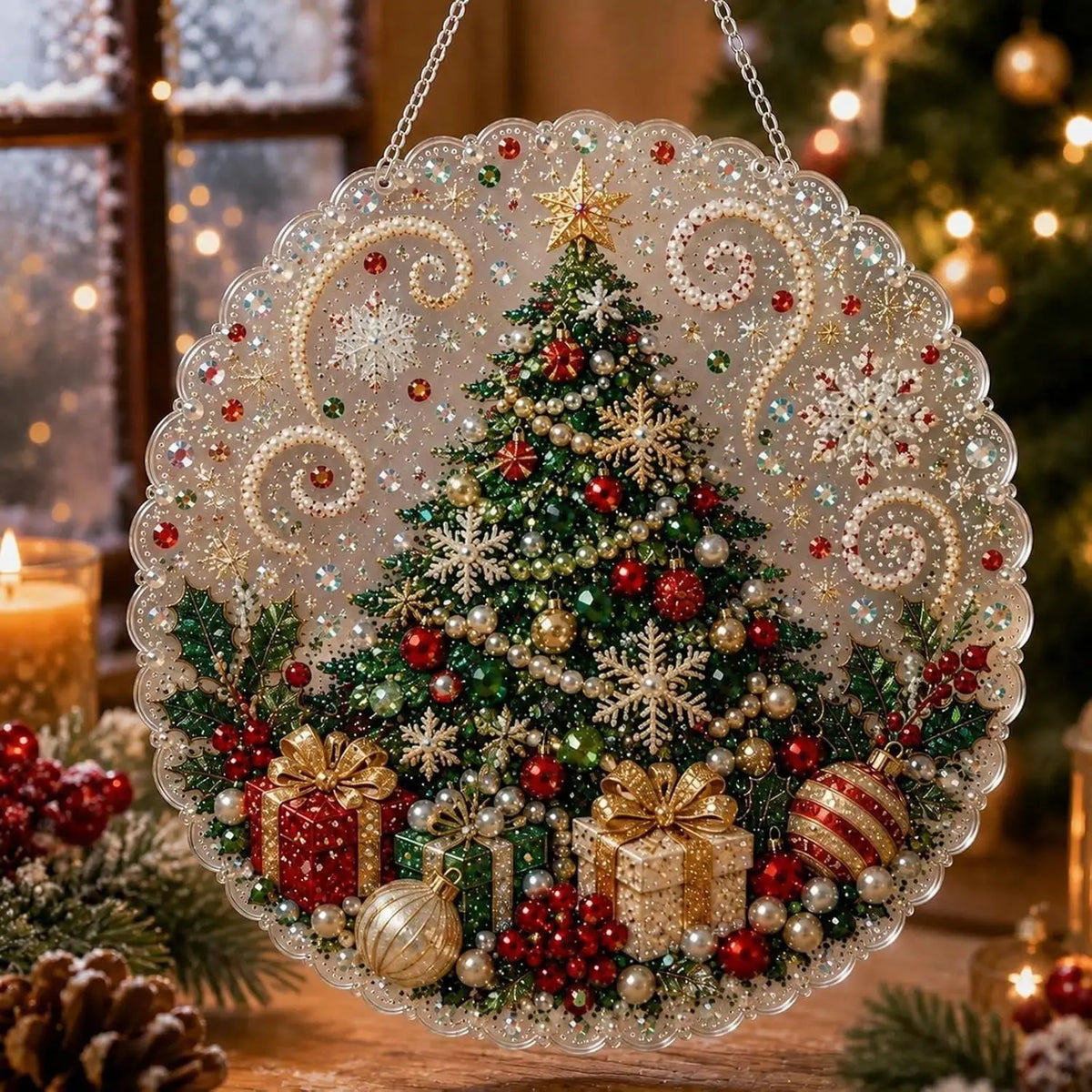 Weihnachts-Perlen-Diamond-Painting-Suncatcher-Bastelset