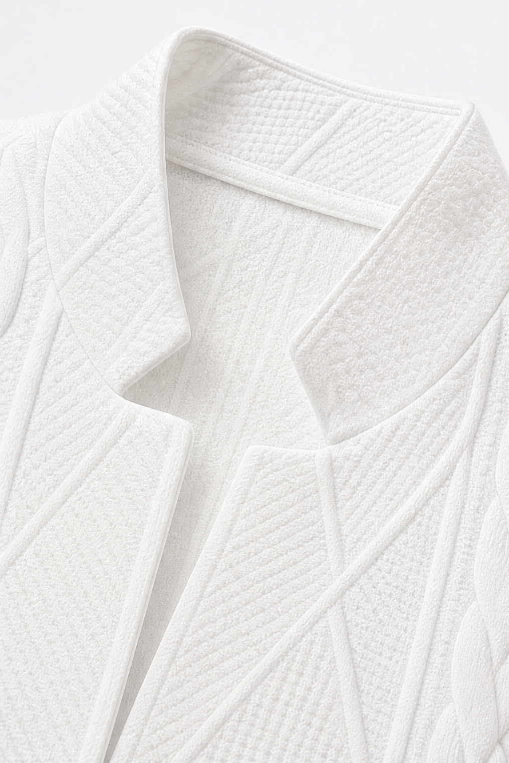 Strukturierter Strick-Blazer mit Stehkragen und offener Front