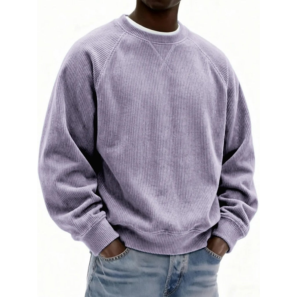 Strukturiertes Cord-Rundhals-Sweatshirt