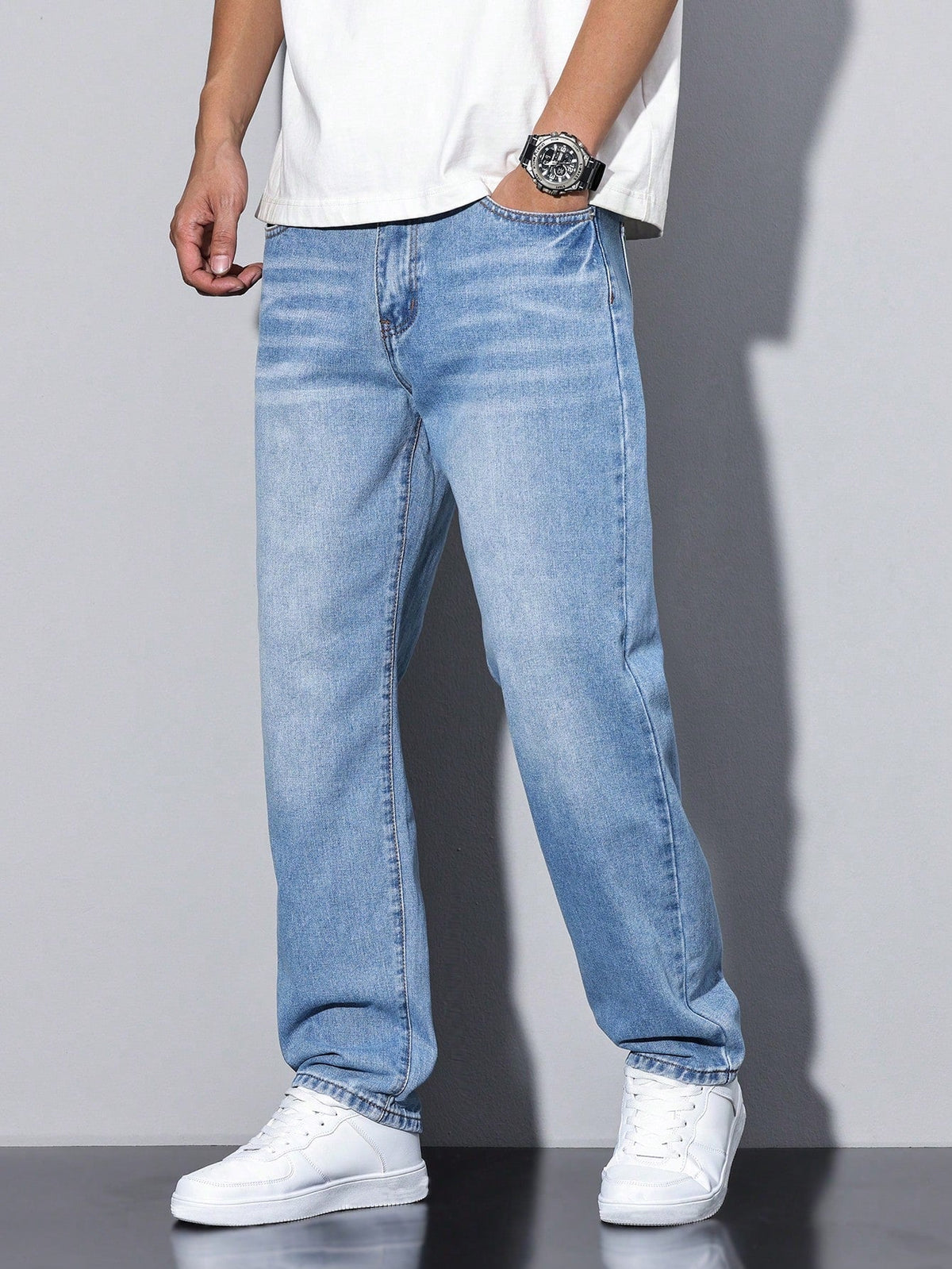 Daan Einfarbige Casual Herren-Jeans