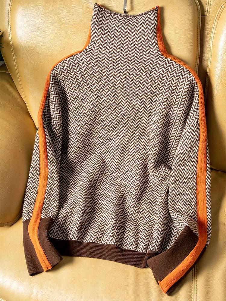 Avery Eleganter Kontrastrollkragenpullover