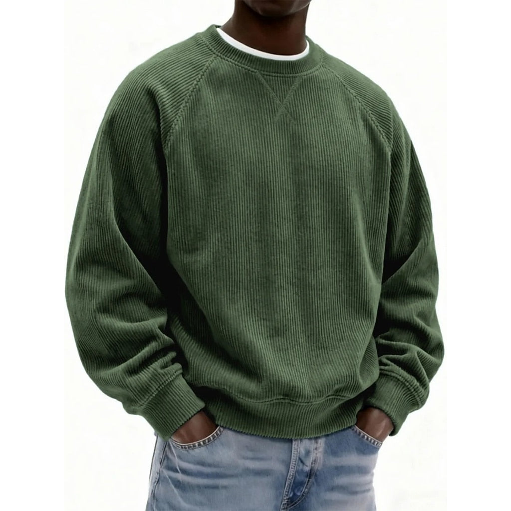 Strukturiertes Cord-Rundhals-Sweatshirt