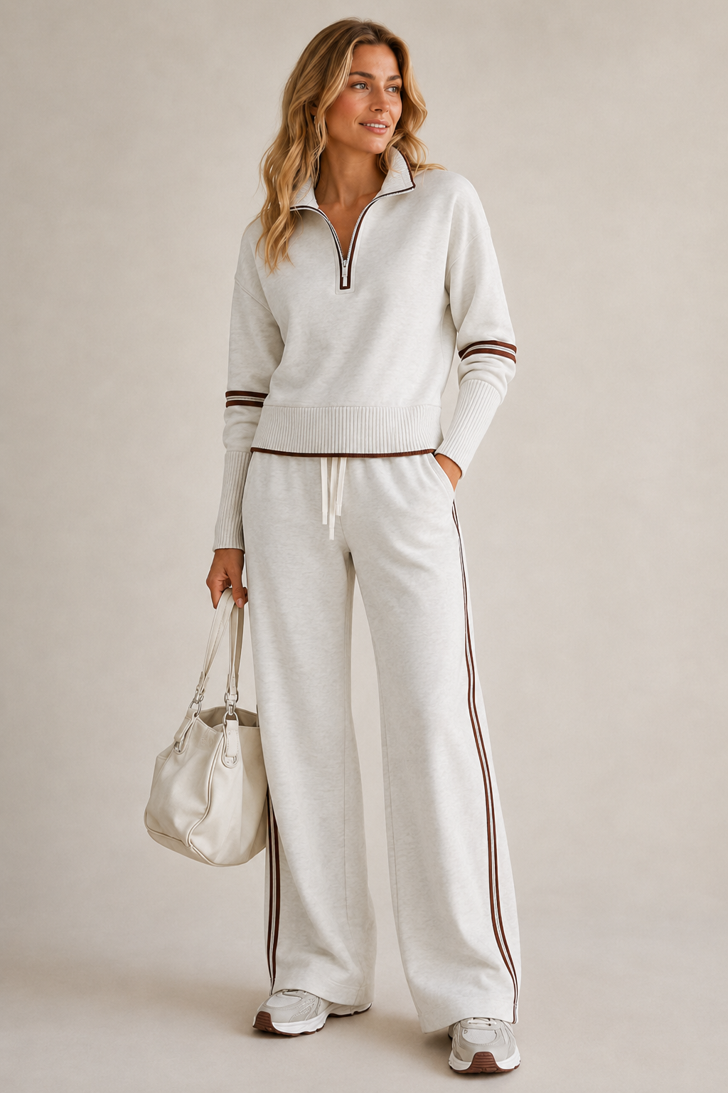Ensemble Pantalon Zip Mi-Haut pour Femmes