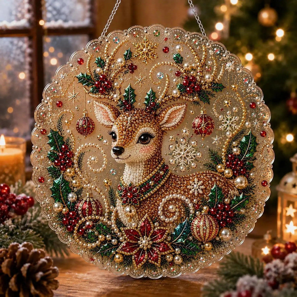 Weihnachts-Perlen-Diamond-Painting-Suncatcher-Bastelset