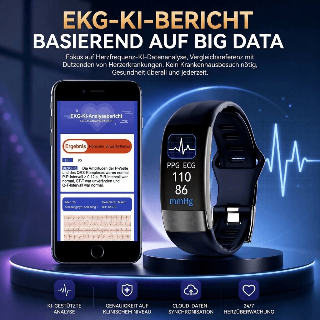 Smartwatch mit Herzfrequenz, Schlaftracking & Schrittzähler