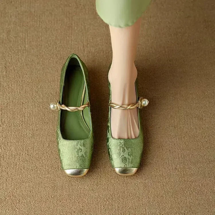 Vintage Geflochtene Perlenriemen Schuhe