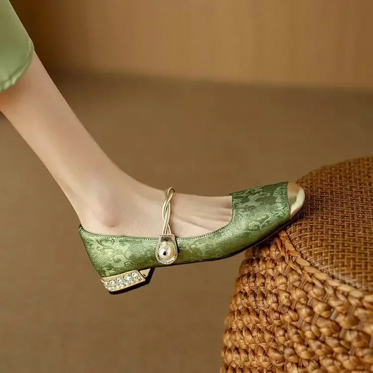 Vintage Geflochtene Perlenriemen Schuhe