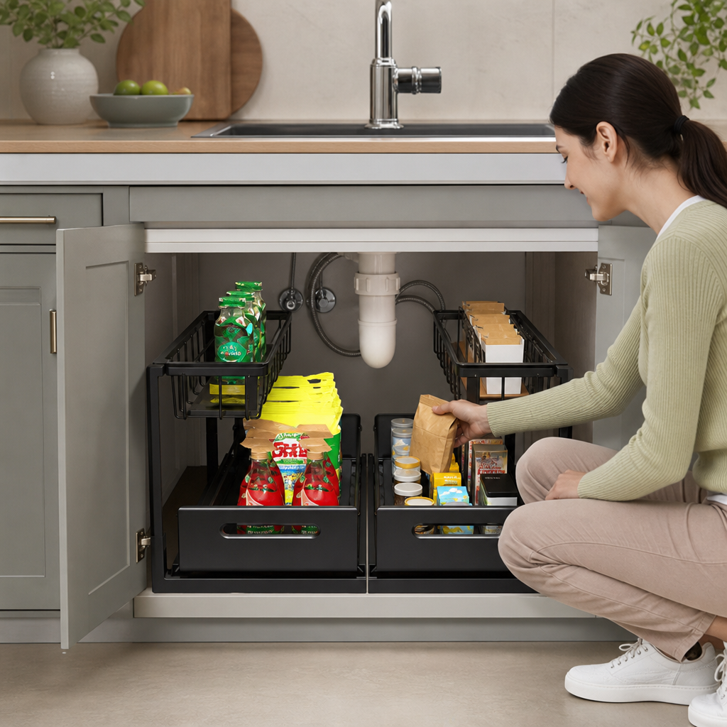 2-stufiger ausziehbarer Unterschrank-Organizer
