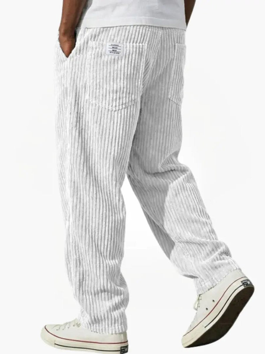 Herren Lockere Cord-Hose mit Elastikbund Gerade Passform