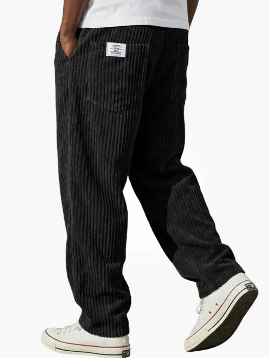 Herren Lockere Cord-Hose mit Elastikbund Gerade Passform